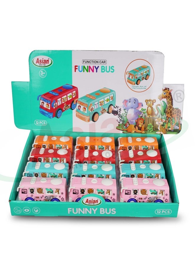 Asian Friction Powerd Plastic Toy Bus with Attractive Funny Cartoon Animals Print for Childrens Boys and Girls Kids Bus Toys for 2 to 5 Year Premium Gifting Toy(Multicolour) (Pack of 1) - Image 5